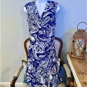Ralph Lauren, Blue and White Sheath Dress, Size 6